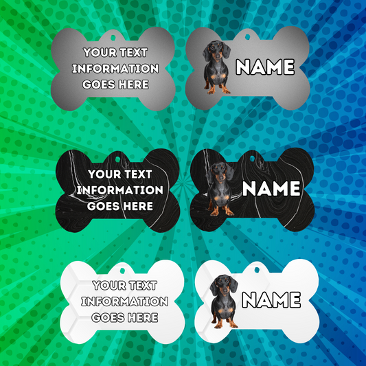 DASHAUND Dog Pet Personalised Your Own Photo bone style tag