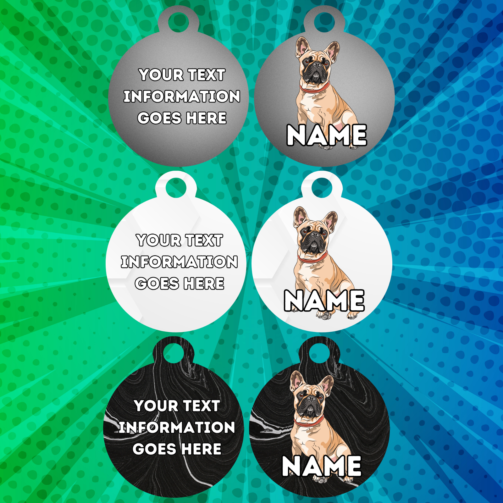 FRENCH BULLDOG Dog Pet Personalised Your Own Photo Rounded