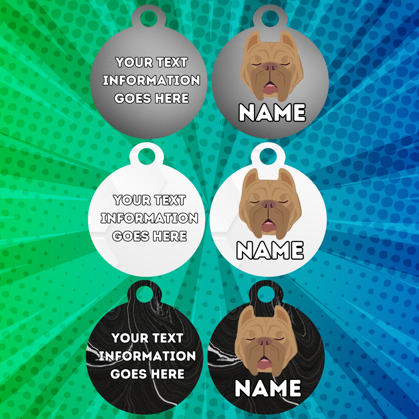 AMERICAN STAFFY TAG Dog Pet Personalise Own Photo Round, Dog Bone, Military Tag