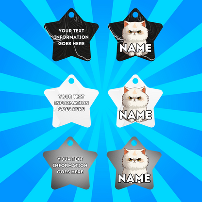 PERSIAN Cat Tag Pet Personalised Your Own Photo STAR Shape Tag