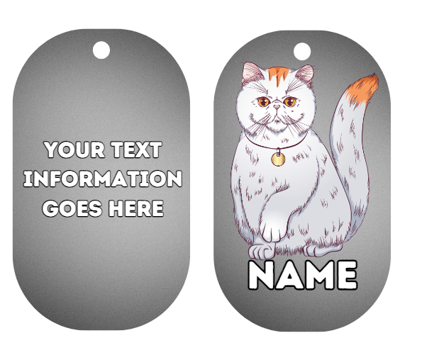 EXOTIC SHORTHAIR Cat Pet Personalised Own Photo Round, Dog Bone, Military Tag