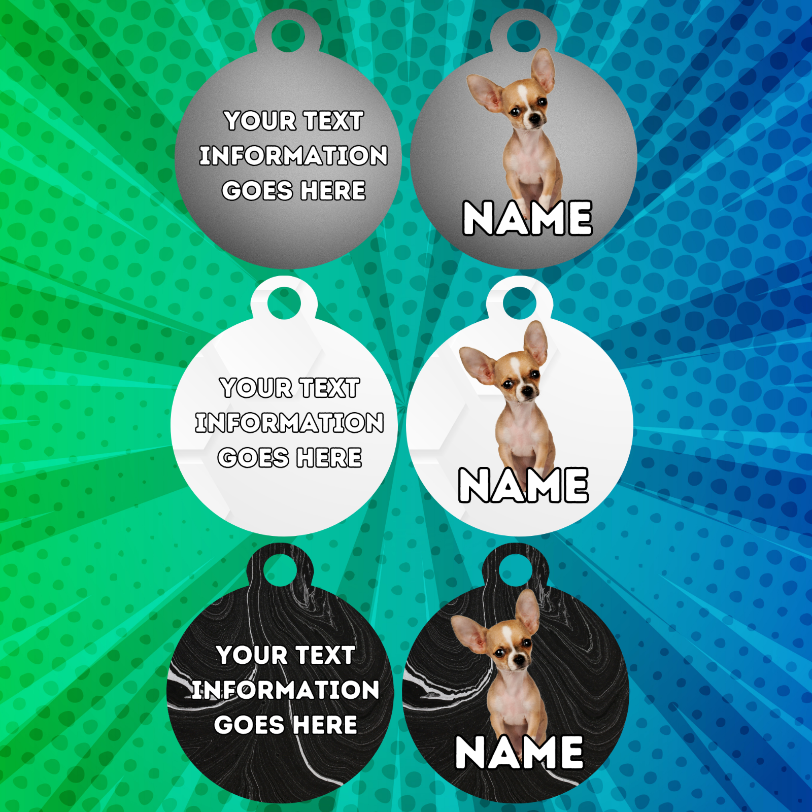 CHIHUAHUA Dog Pet Personalised Your Own Photo Rounded