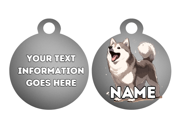 SIBERIAN HUSKY  Dog Personalised Your Own Photo Round Dog Bone, Military Tag