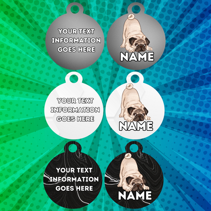 PUG Fold Tag Pet Personalised Your Own Photo Rounded