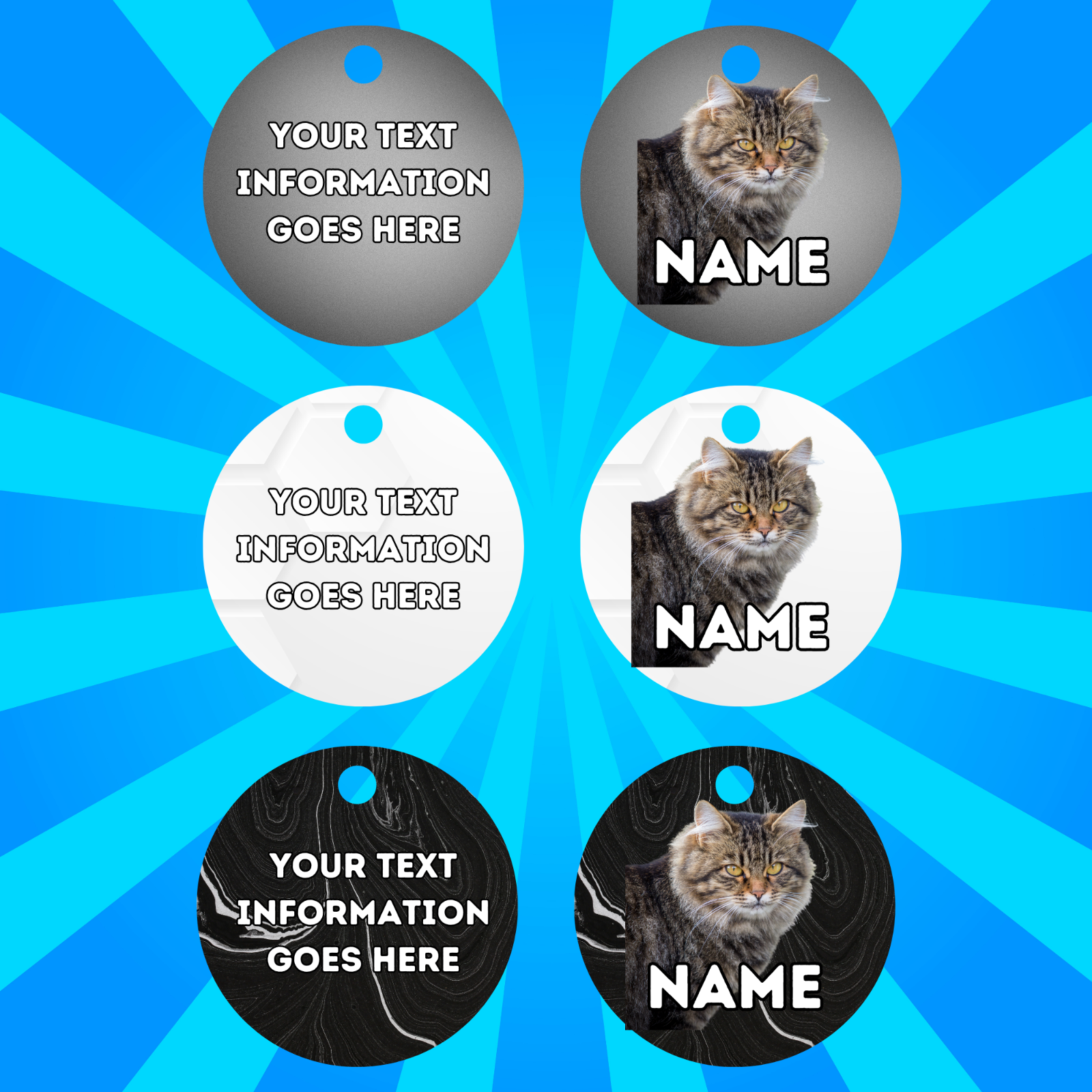 SIBERIAN Cat Tag Pet Personalised Your Own Photo Round