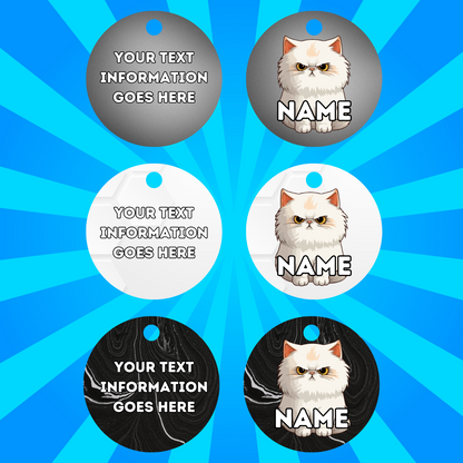 PERSIAN  Cat Tag Pet Personalised Your Own Photo Round