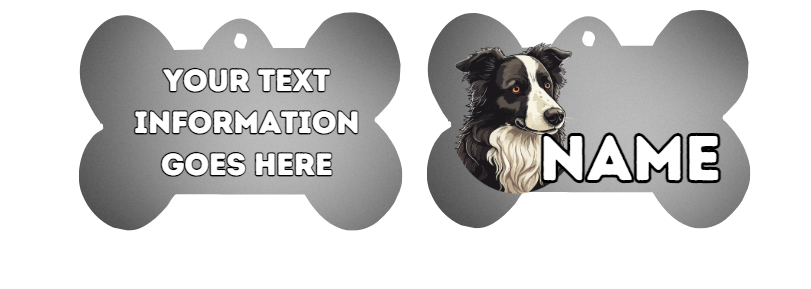 BORDER COLLIE Dog Pet Personalise Own Photo Round, Bone, Military Tag