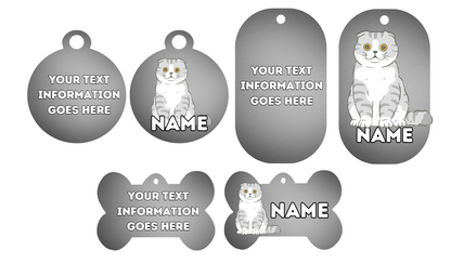 SCOTTISH FOLD  Cat Pet Personalised Own Photo Round, Dog Bone, Military Tag