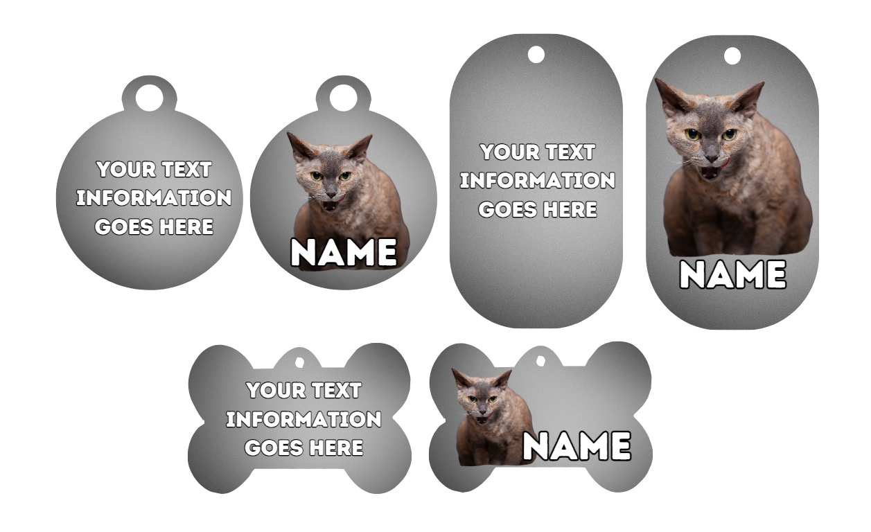 DEVON REX Cat Pet Personalised Own Photo Round, Dog Bone, Military Tag