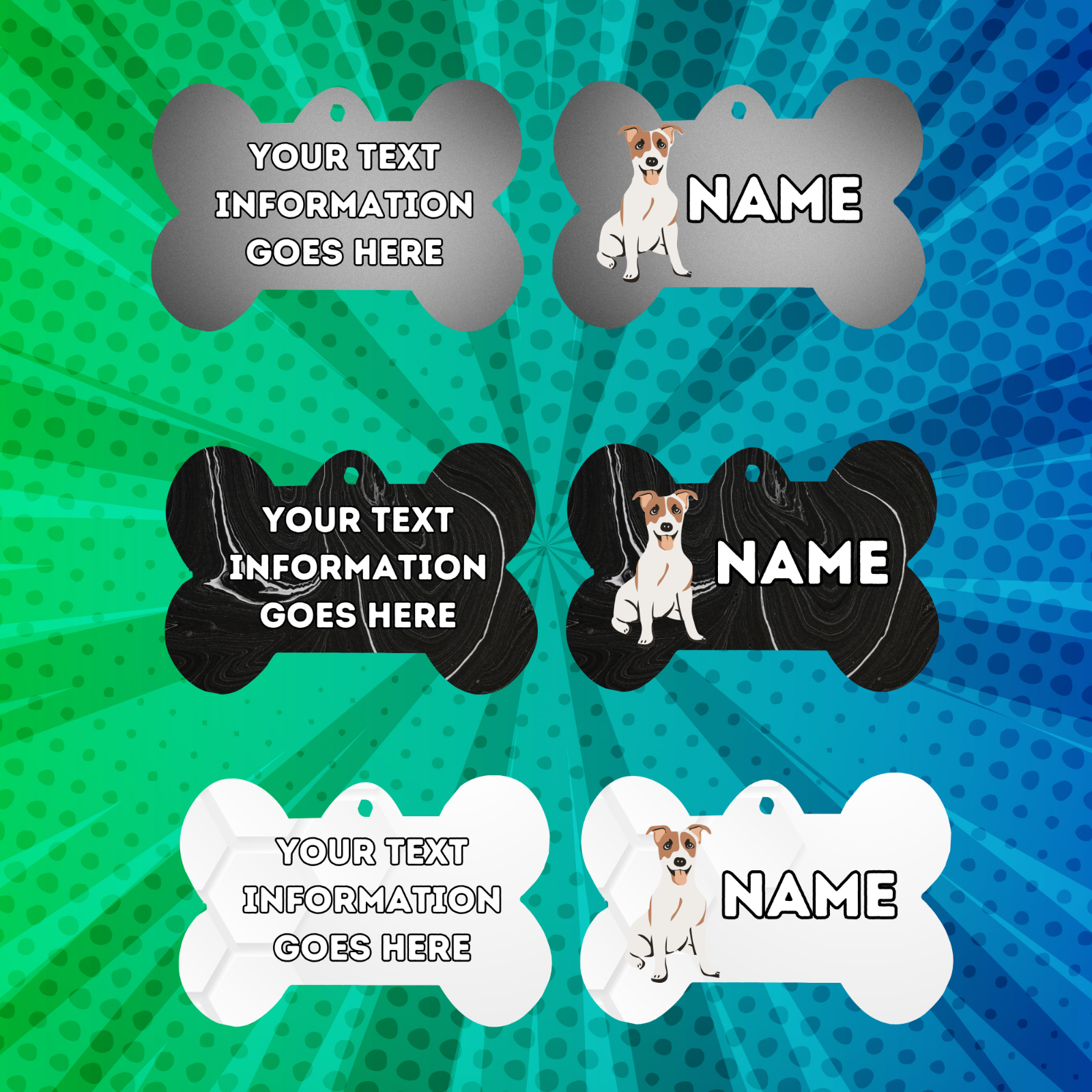 JACK RUSSELL Dog Pet Personalised Your Own Photo bone style tag