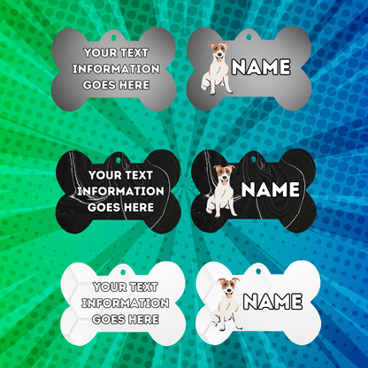 JACK RUSSELL Dog Pet Personalised Your Own Photo bone style tag