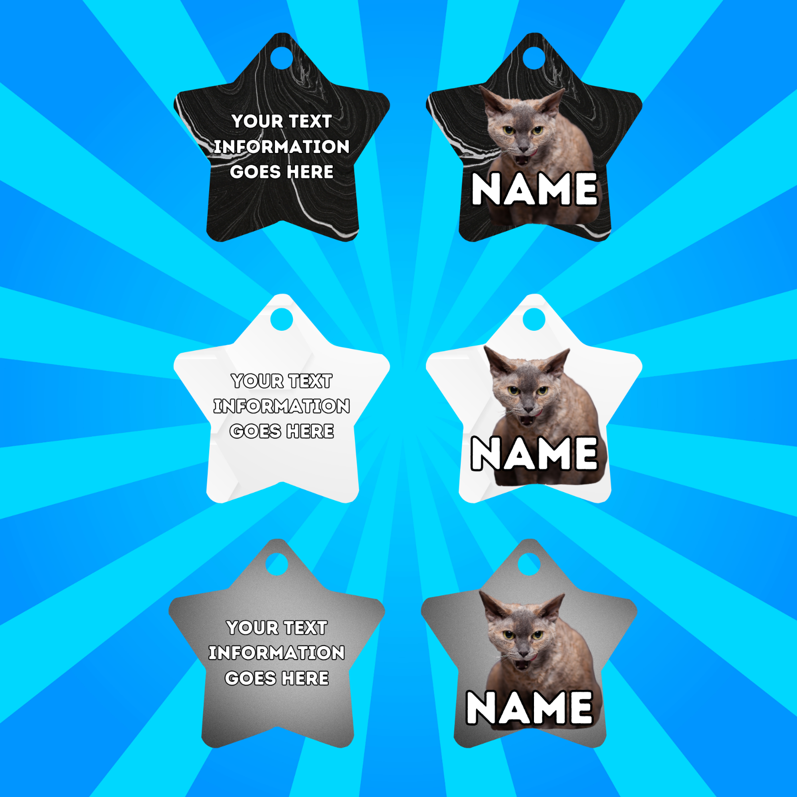 DEVON REX Cat Tag Pet Personalised Your Own Photo STAR Shape Tag