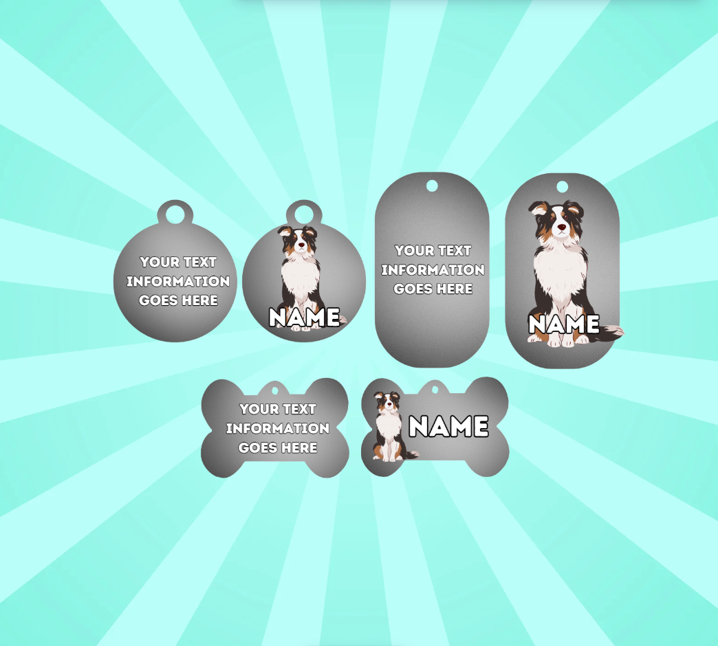 AUSTRILIAN SHEPPARD TAG Dog Pet Personalise Own Photo Round, Bone, Military Tag