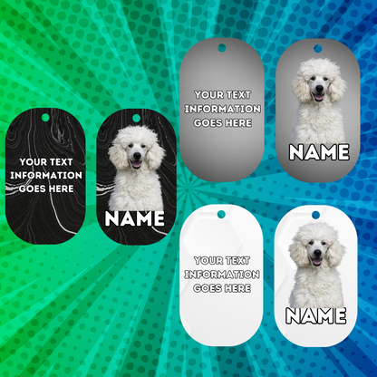 POODLE Dog Personalised Your Own Photo Round Dog Bone, Military Tag