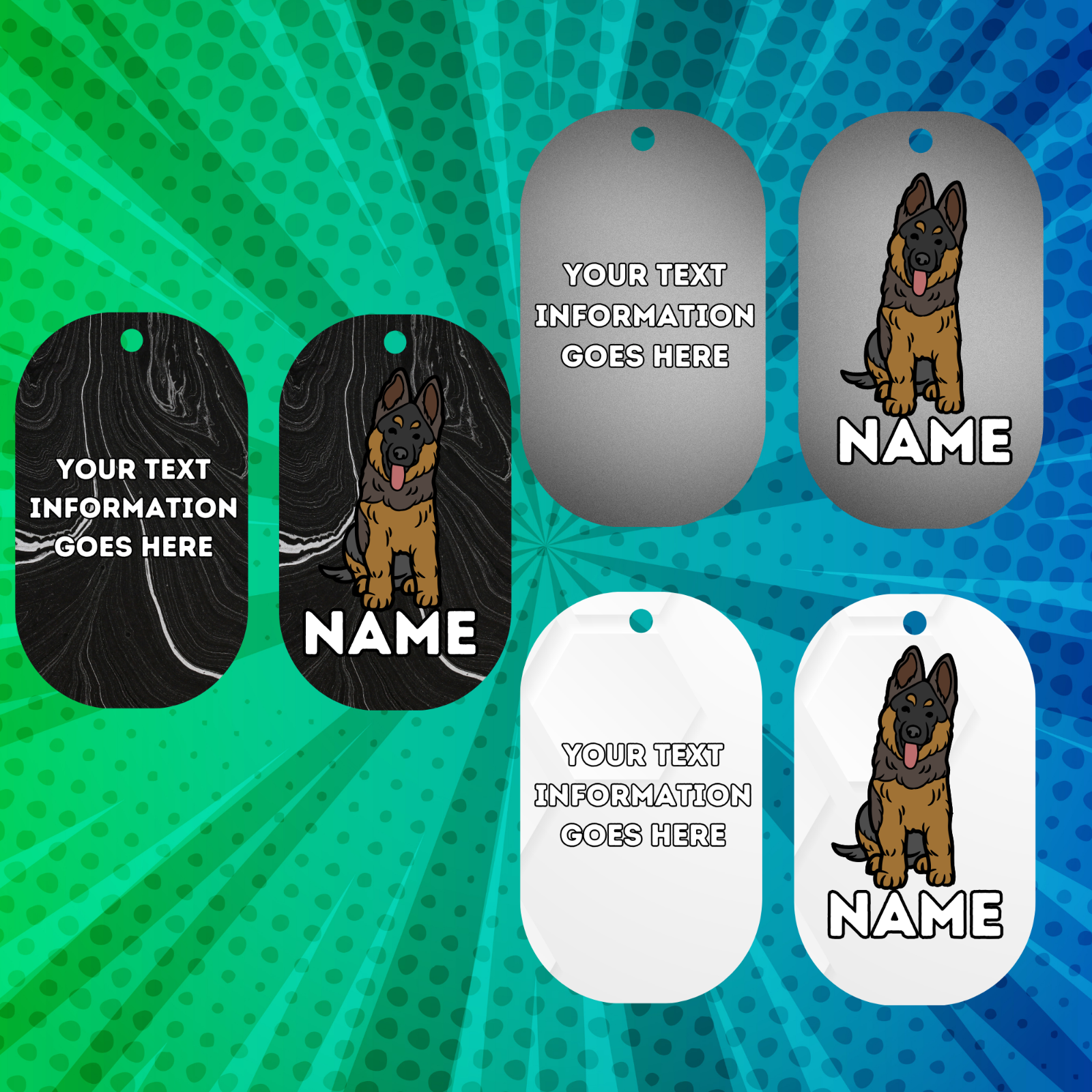 GERMAN SHEPHERD Dog Pet Personalised Your Own Photo Military Style Tag