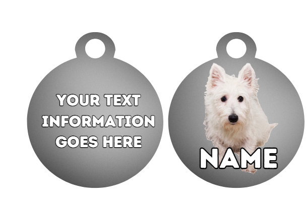 WESTIE  Dog Personalised Your Own Photo Round Dog Bone, Military Tag