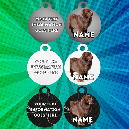 NEWFOUNDLAND Fold Tag Pet Personalised Your Own Photo Rounded