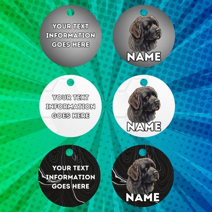 NEWFOUNDLAND Dog Personalised Your Own Photo Round Dog Bone, Military Tag