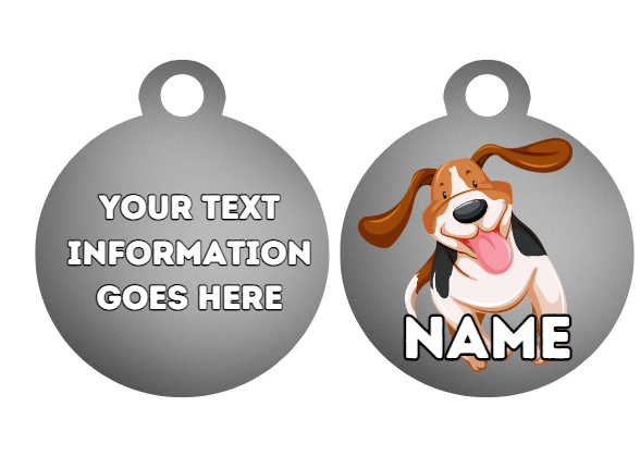 BASSET HOUND TAG Dog Pet Personalise Own Photo Round, Bone, Military Tag