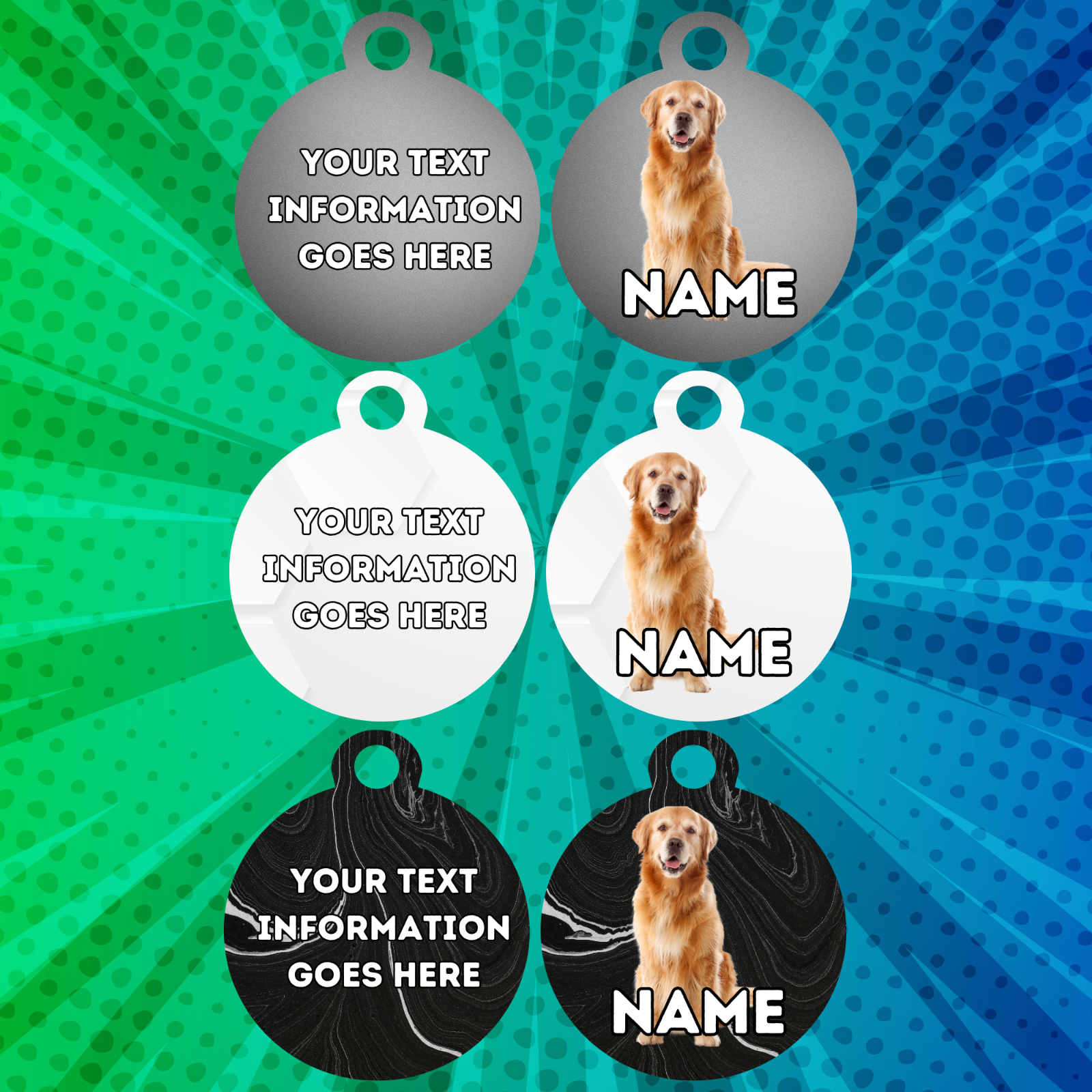 GOLDEN RETRIEVER Dog Pet Personalised Your Own Photo Rounded