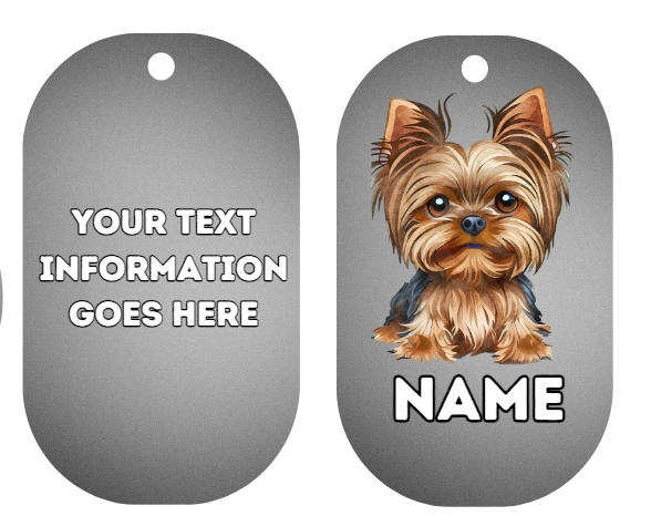 YORKSHIRE TERRIER  Dog Personalised Your Own Photo Round Dog Bone, Military Tag