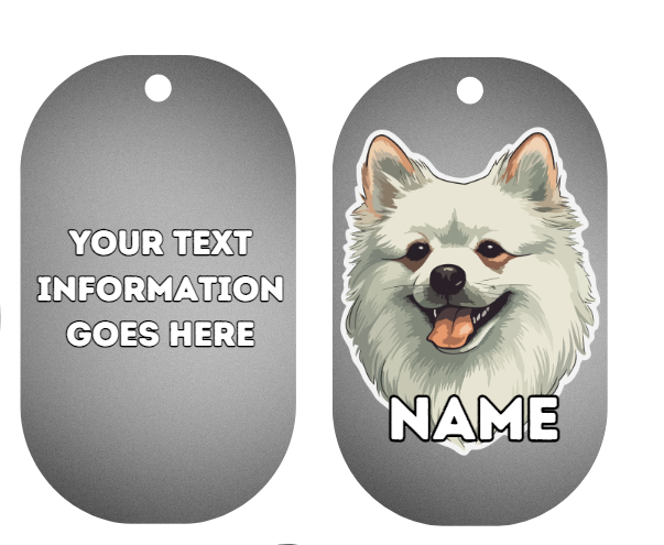 GERMAN SPITZ Dog Pet Personalise Own Photo Round, Bone, Military Tag