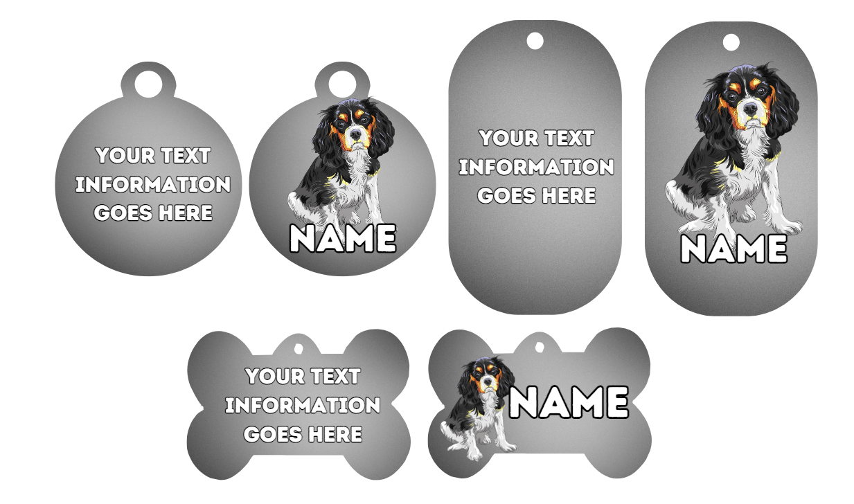 KING CHARLES CAVALIER Dog Pet Personalise Own Photo Round, Bone, Military Tag