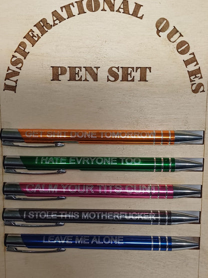 INSPERATIONAL funny quotes pen set, gift set, funny, Christmas, office, business