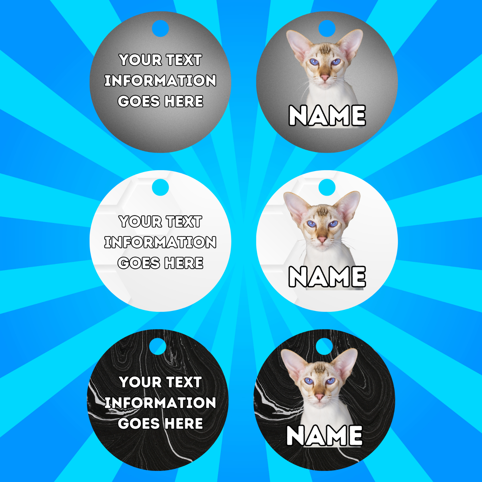 ORIENTAL SHORTHAIR  Cat Tag Pet Personalised Your Own Photo Round