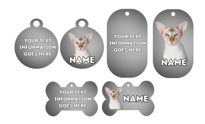 ORIENTAL SHORTHAIR Cat Pet Personalised Own Photo Round, Dog Bone, Military Tag