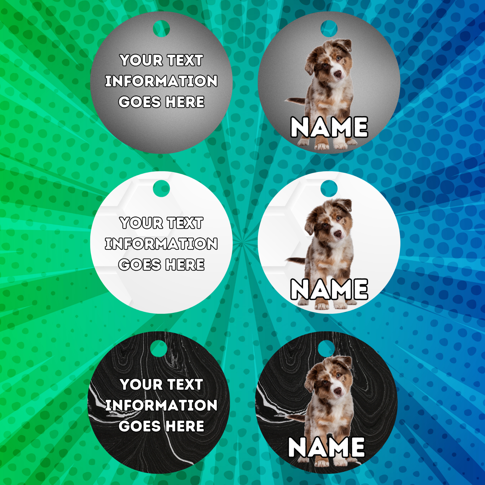 AUSTRILIAN SHEPPARD TAG Dog Pet Personalised Your Own Photo Round