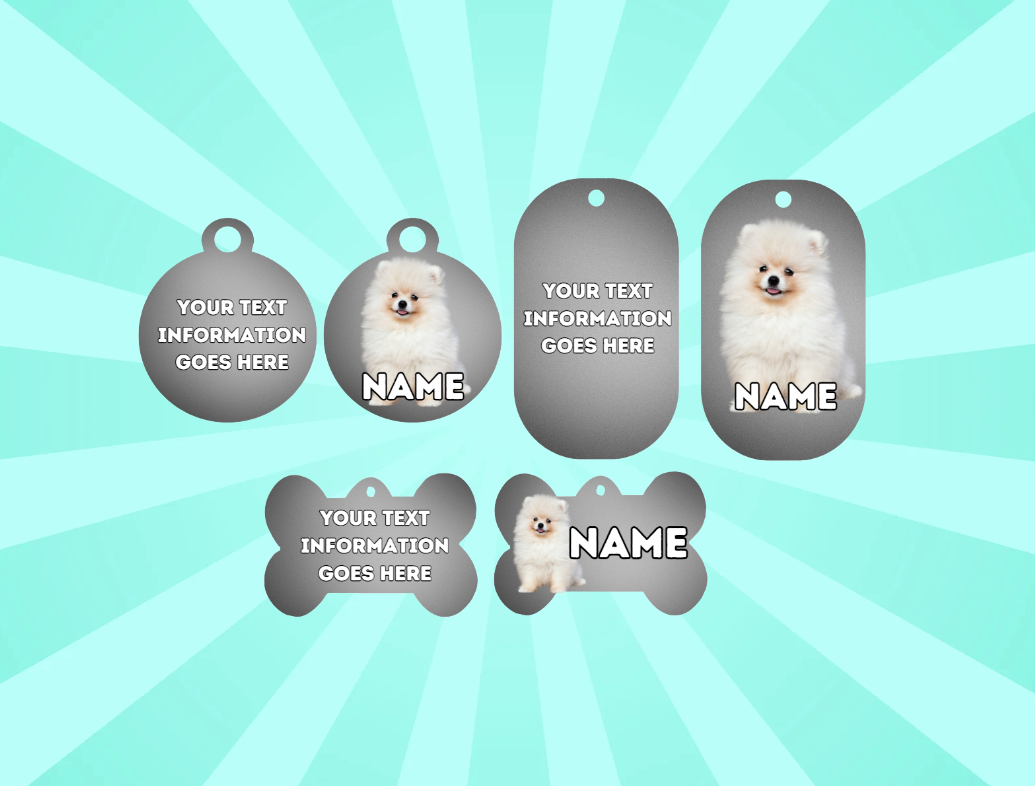 GERMAN SPITZ Dog Pet Personalise Own Photo Round, Bone, Military Tag