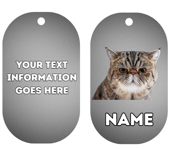 EXOTIC SHORTHAIR Cat Pet Personalised Own Photo Round, Dog Bone, Military Tag