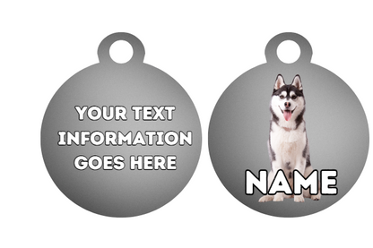 SIBERIAN HUSKY  Dog Personalised Your Own Photo Round Dog Bone, Military Tag