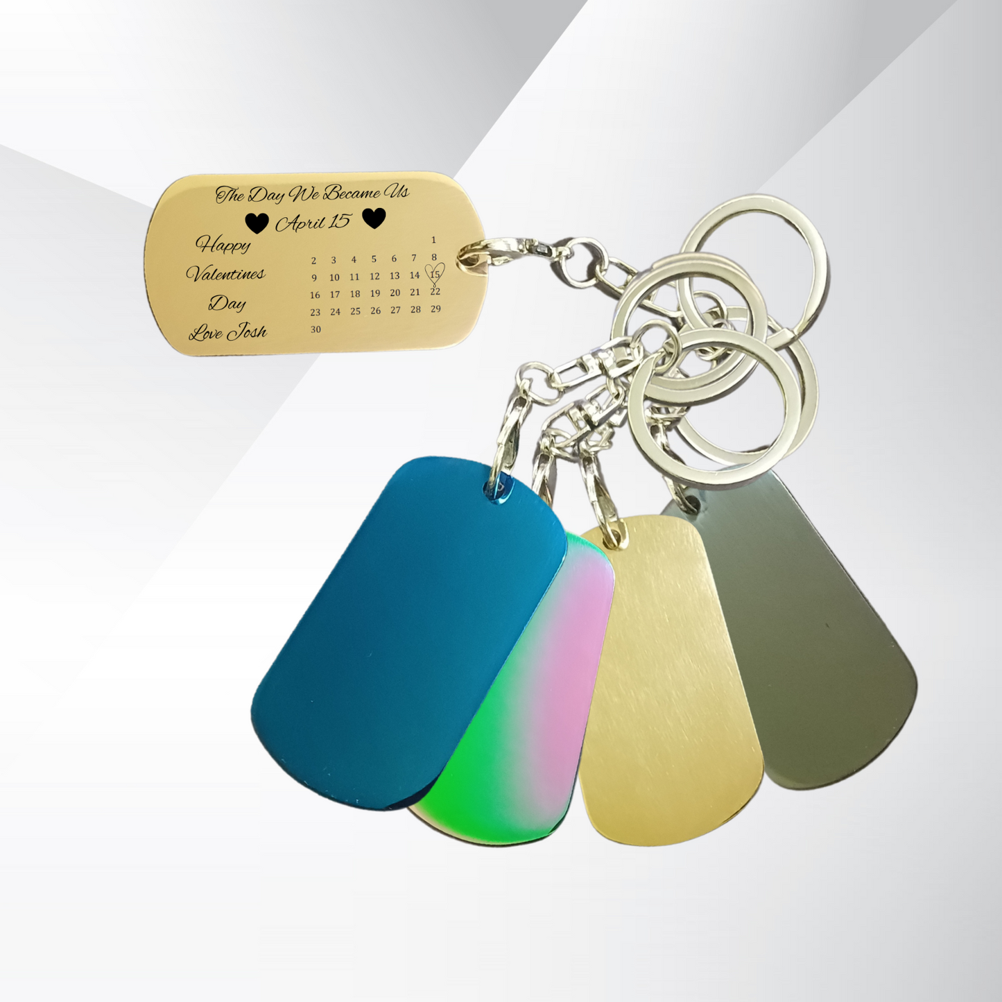 Personalised Calendar Keyrings Engraved Army Key Tag Anniversary Valentines Gift