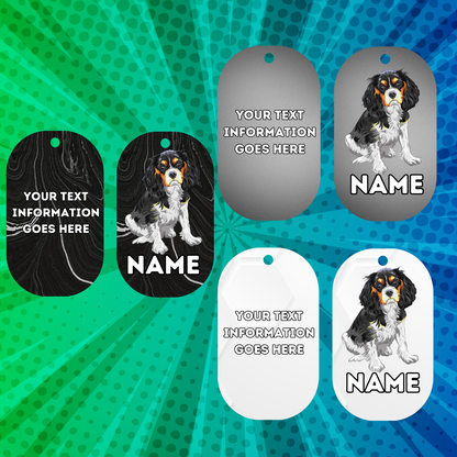 KING CHARLES CAVALIER Dog Pet Personalise Own Photo Round, Bone, Military Tag