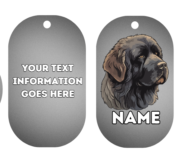 NEWFOUNDLAND Dog Personalised Your Own Photo Round Dog Bone, Military Tag