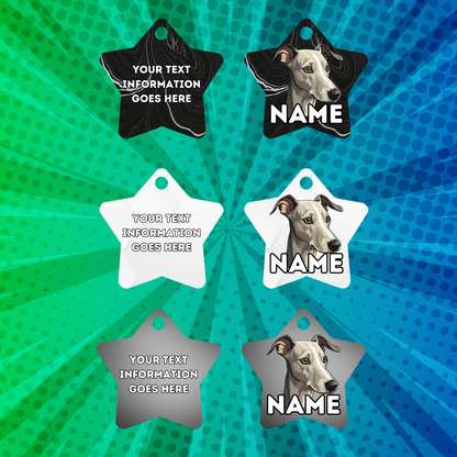 GREYHOUND Dog Pet Personalised Your Own Photo STAR Shape Tag