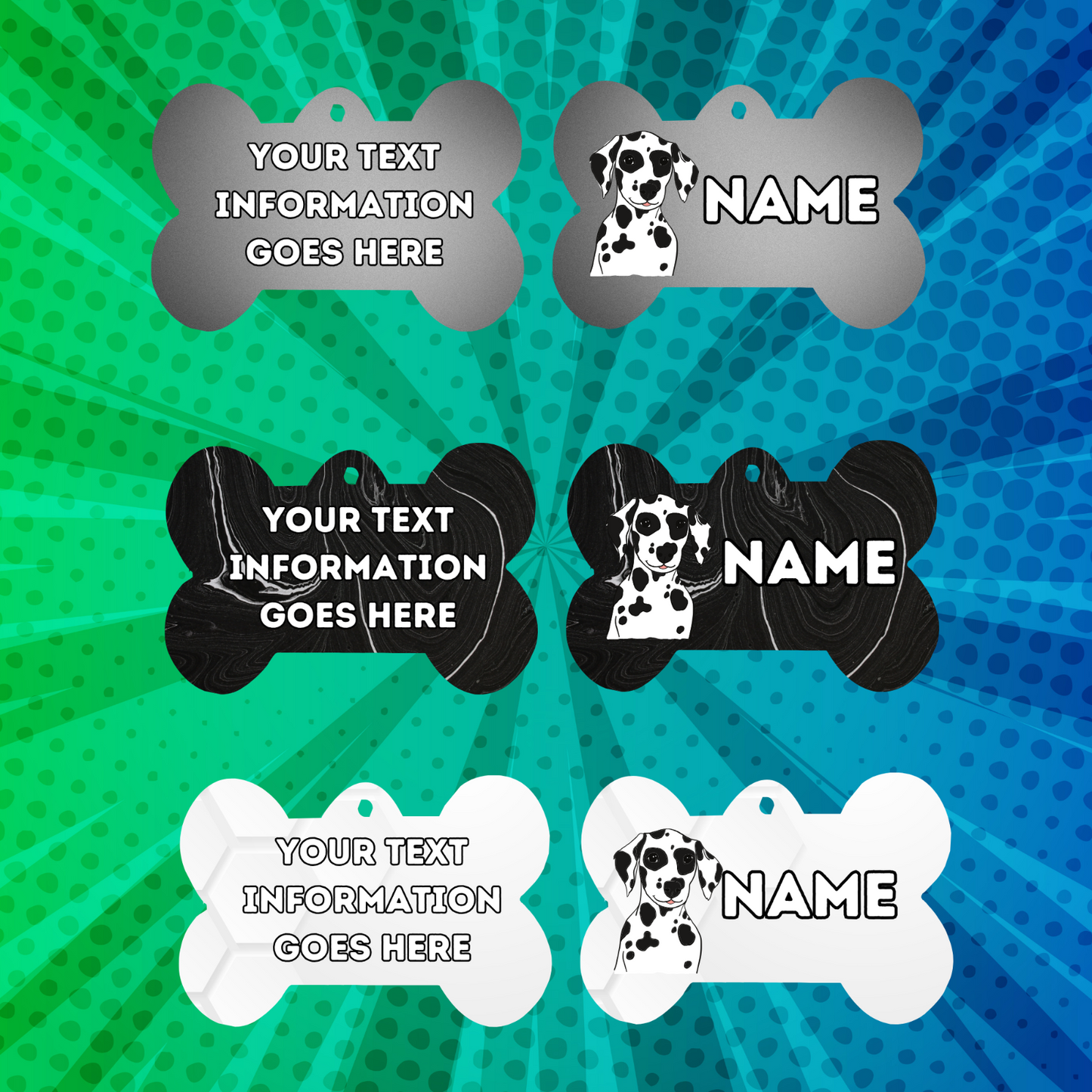 DALMATION Dog Pet Personalised Your Own Photo bone style tag