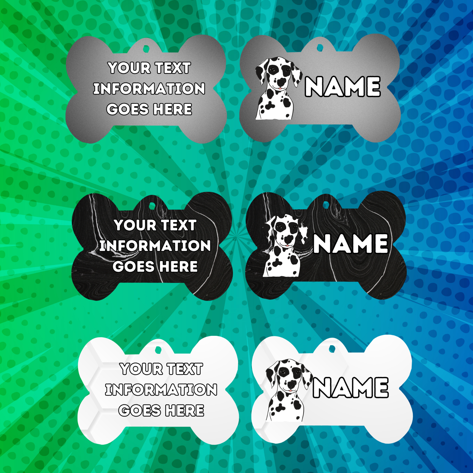 DALMATION Dog Pet Personalised Your Own Photo bone style tag