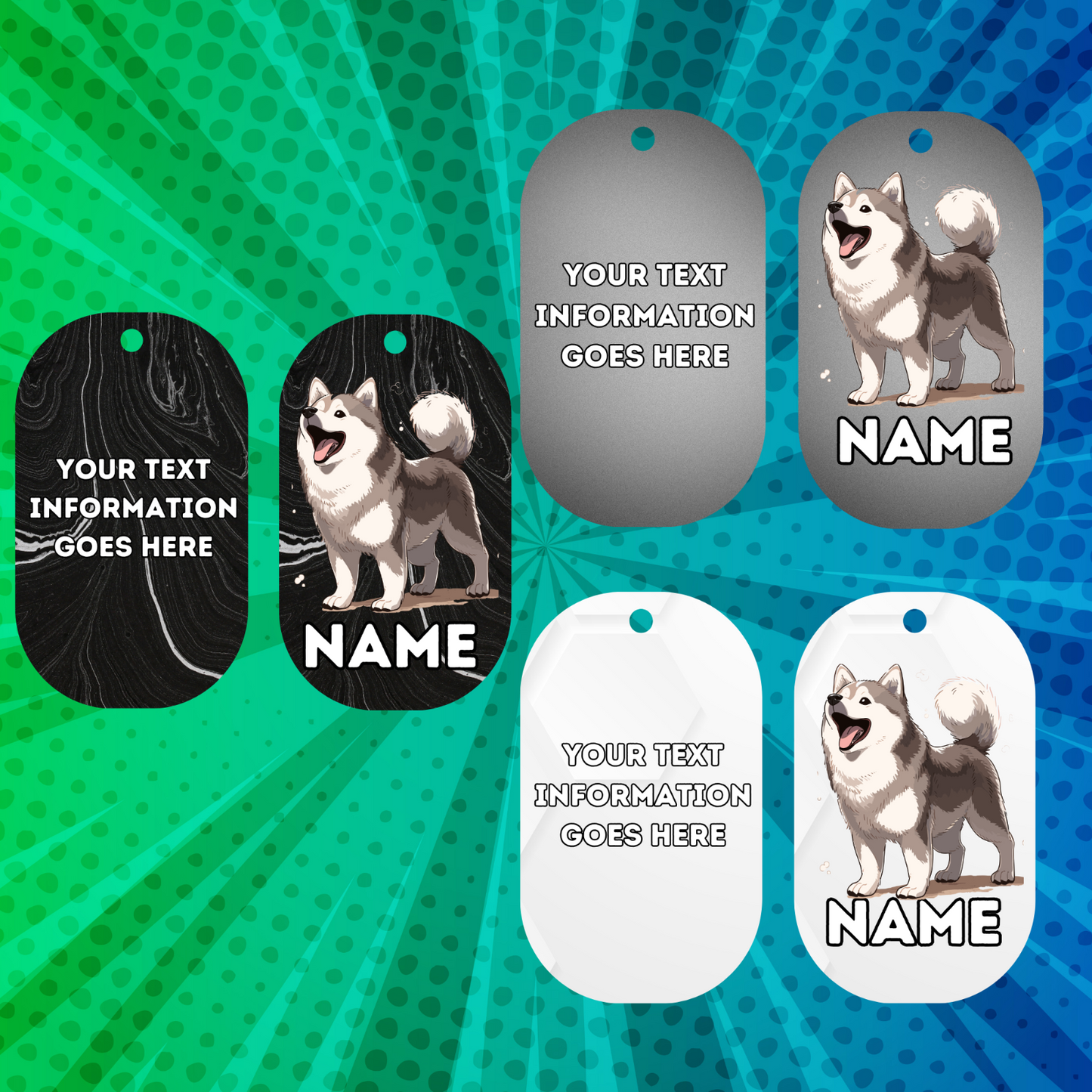 SIBERIAN HUSKY Cat Tag Pet Personalised Your Own Photo Military Style Tag