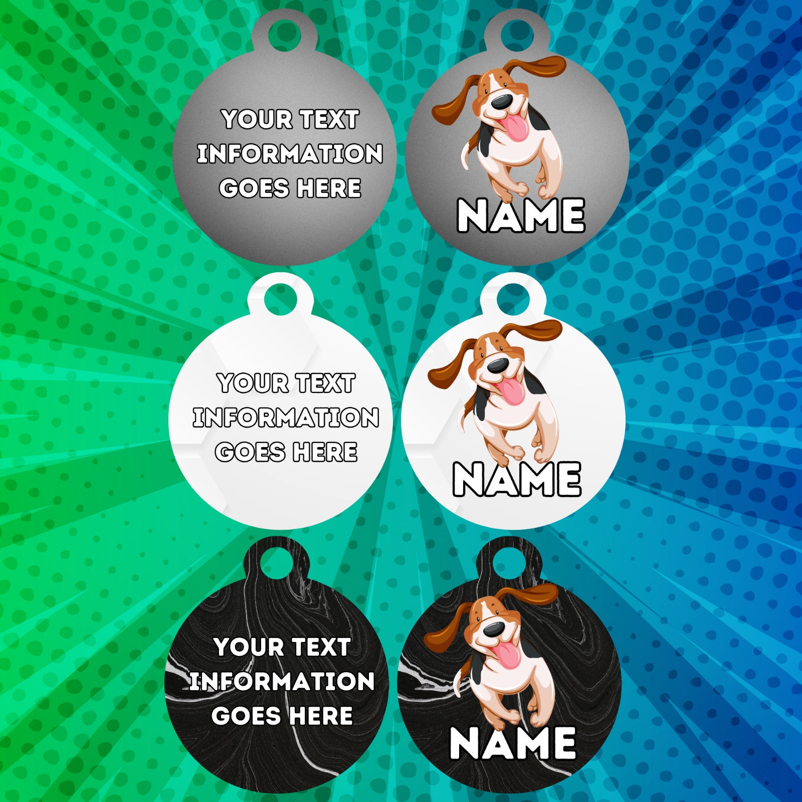 BASSET HOUND TAG Dog Pet Personalised Your Own Photo Rounded