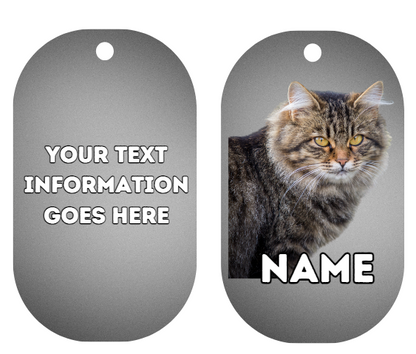 SIBERIAN Cat Pet Personalised Own Photo Round, Dog Bone, Military Tag