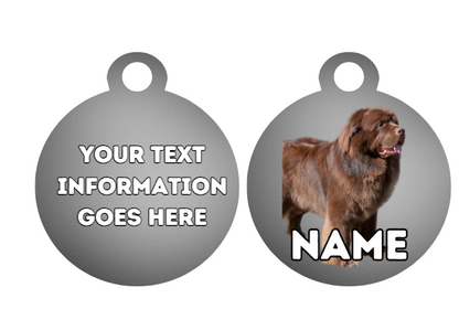 NEWFOUNDLAND Dog Personalised Your Own Photo Round Dog Bone, Military Tag