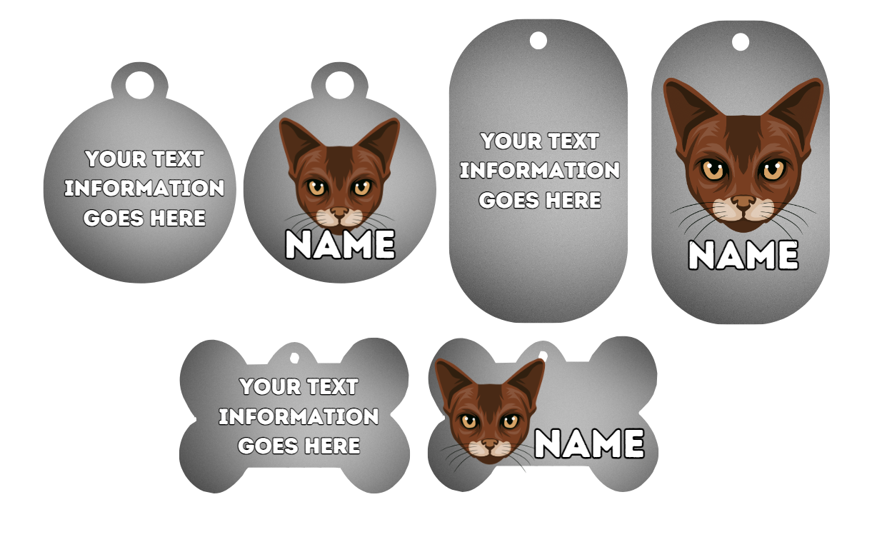 ABYSSINIAN Cat Tag Pet Personalised Your Own Photo bone style tag