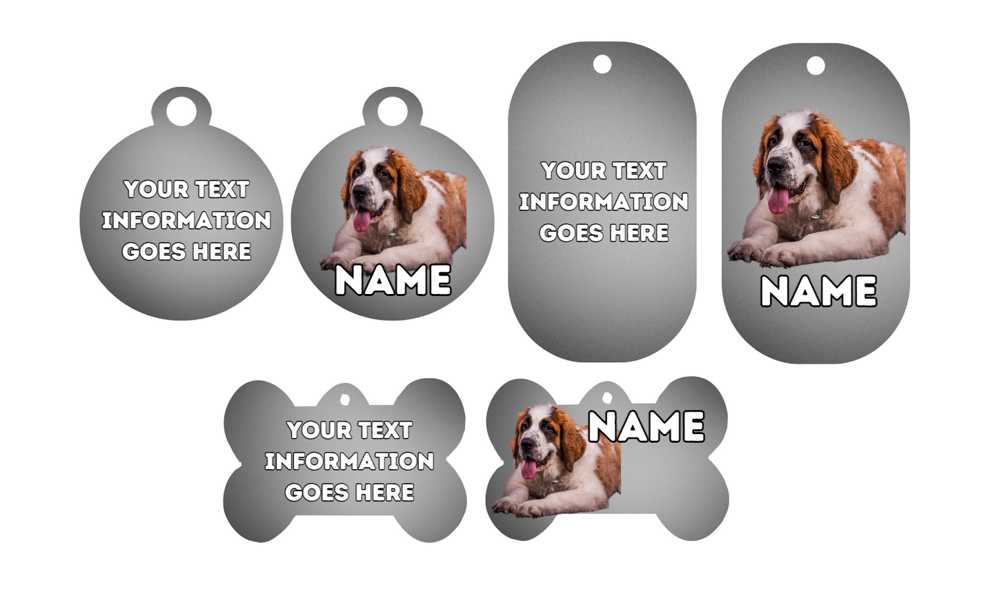 ST. BERNARD  Dog Personalised Your Own Photo Round Dog Bone, Military Tag