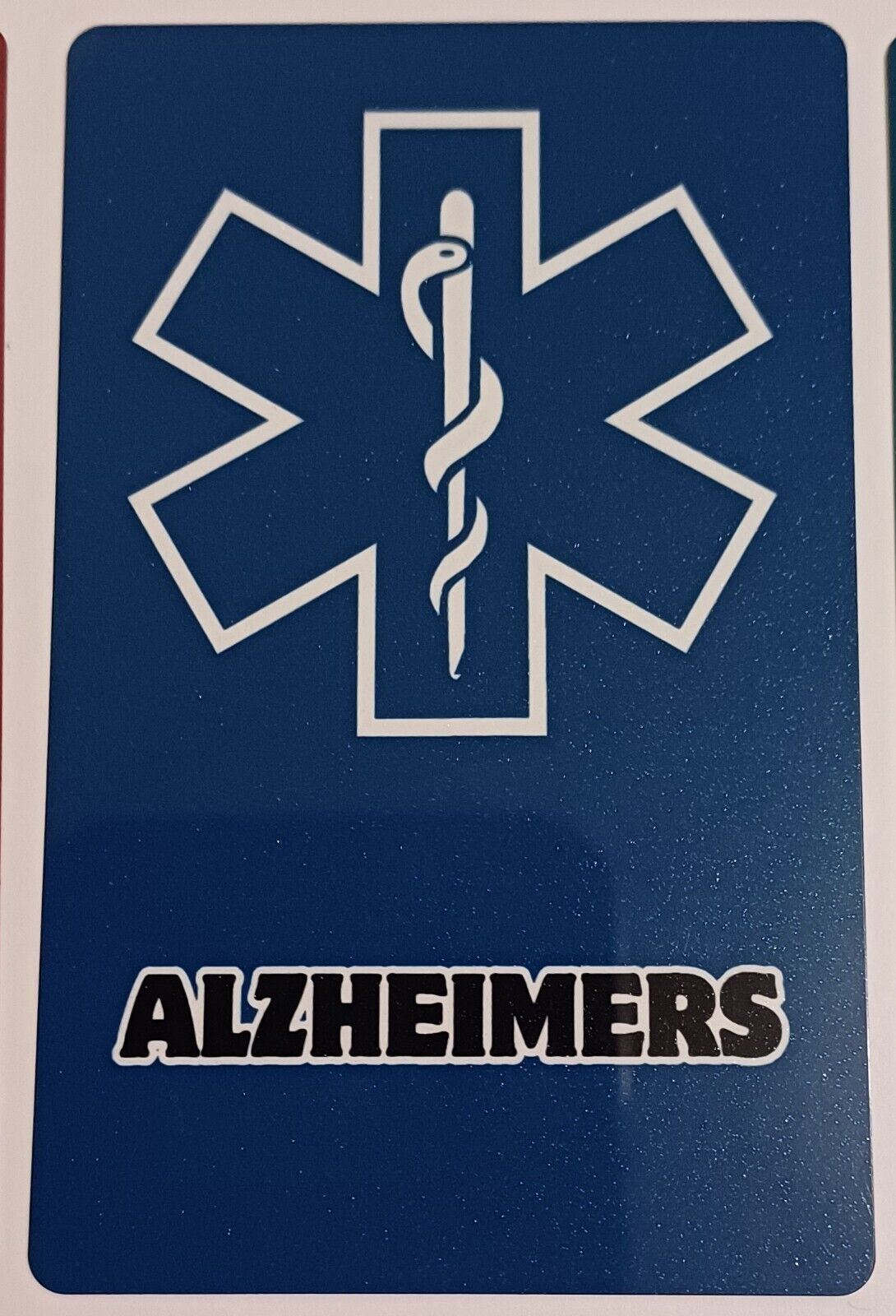 Medical Alert Card "ALZHEIMERS" UK STOCK Free Lanyard & Holder