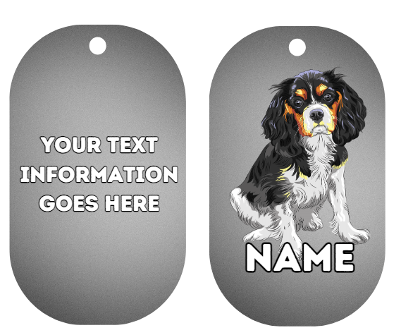 KING CHARLES CAVALIER Dog Pet Personalise Own Photo Round, Bone, Military Tag