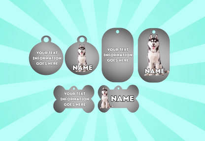 SIBERIAN HUSKY  Dog Personalised Your Own Photo Round Dog Bone, Military Tag