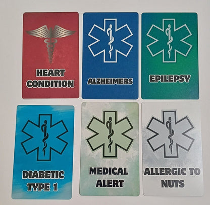 Medical Alert Card "MEDICAL ALERT" UK STOCK Free Lanyard & Holder